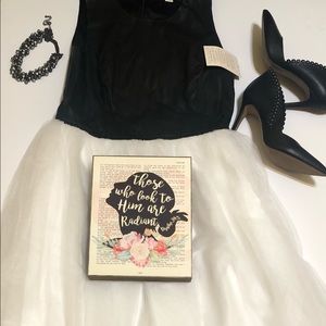 NWT Boston Proper Faux Leather and Tulle Dress, Sz 12